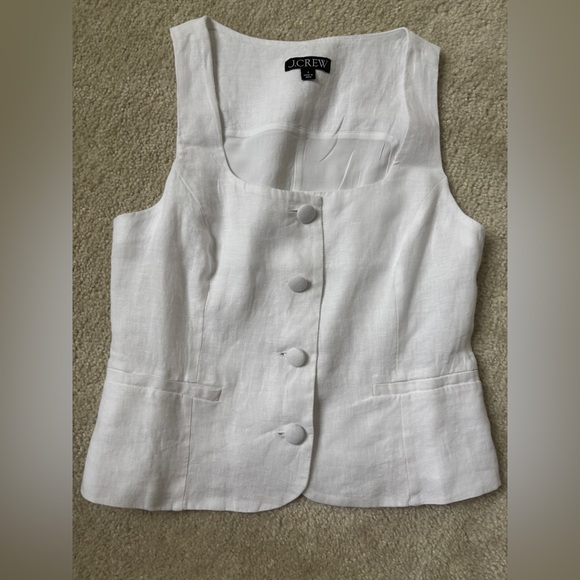 J. Crew Tops - J. Crew White Linen Button-Front Vest